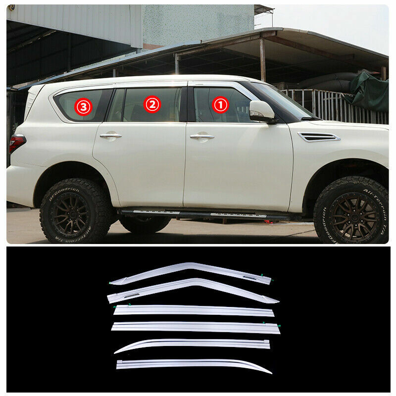 for Nissan Armada Patrol 2017-24 Chrome Window Visor Vent Shades Sun Rain Guard