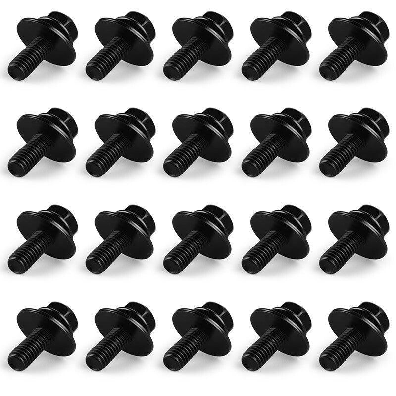 20x Car Body Bolt Screws Fastener Fender M6-1.0x 16mm Long-10mm Hex-17mm Washer