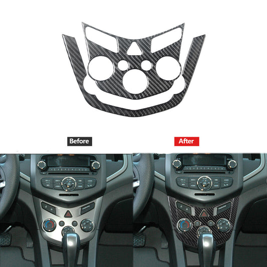 2Pcs Carbon Fiber Climate Control Panel Cover Trim for Chevrolet Sonic 2012-2016