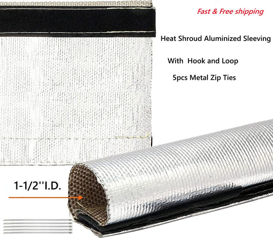 Heat Shroud Aluminized Sleving Heat Shield Fuel Line Cooling Sleeve 1-1/2'ID