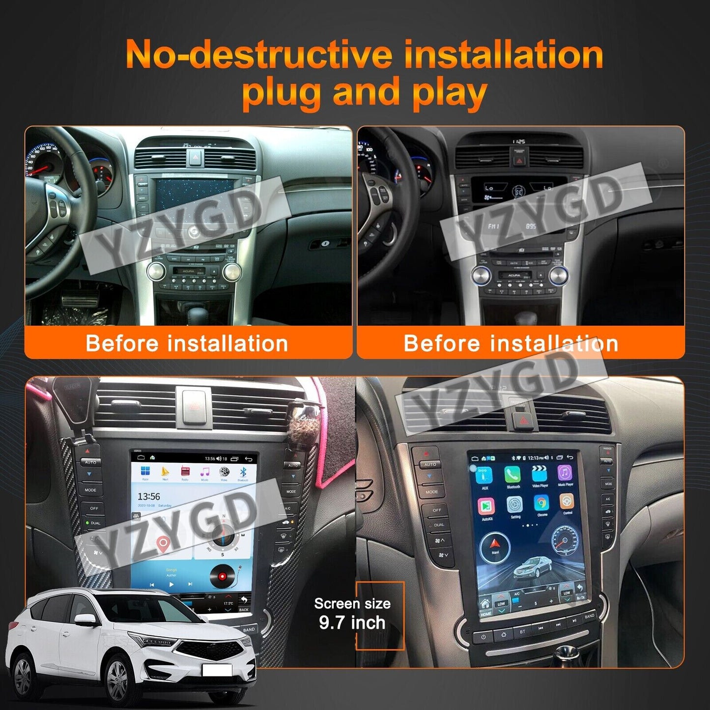 for Acura TL 2004-2008 Android Carplay Car Stereo Radio 2Din GPS Receiver Screen