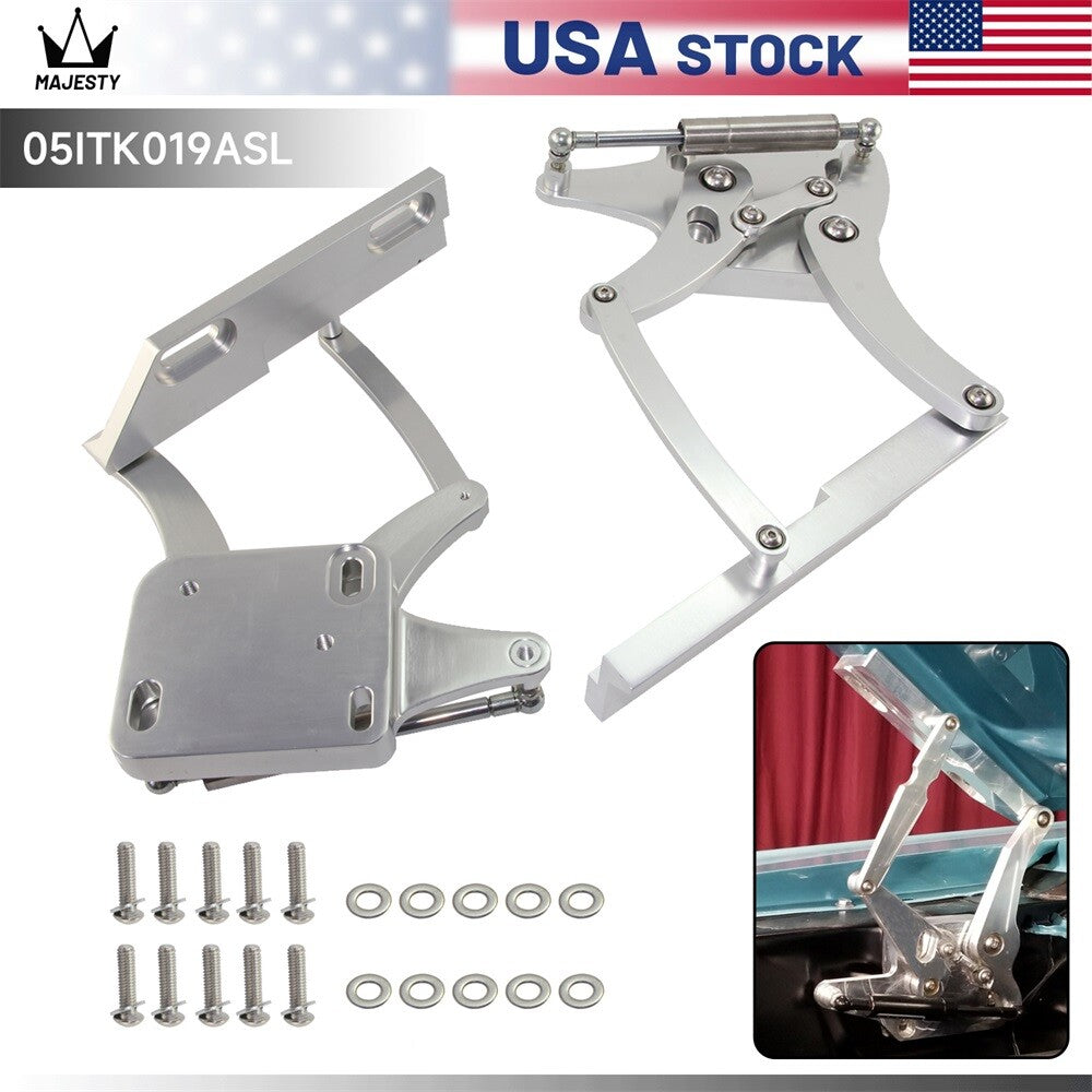 Billet Hood Hinge Kit Pair Left and Right Side for Ford for Mustang 1967-1969 Silver