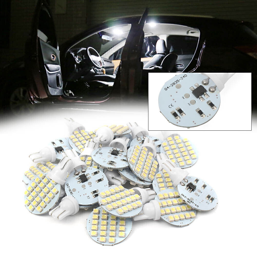 20x T10/921/194 White RV Trailer Landscaping 24SMD Interior LED Light Bulb