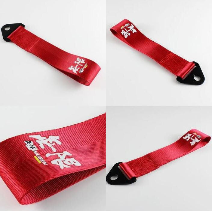Car tow hook with front cover, rear trunk, bumper, and tow hook - Red Mugen for Mazda
