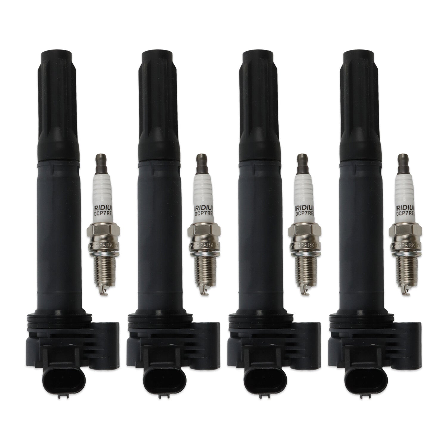 4Pcs Ignition Coil UF649 + Iridium Spark Plug 97637 for Fiat 500 2012-17 L4 1.4L