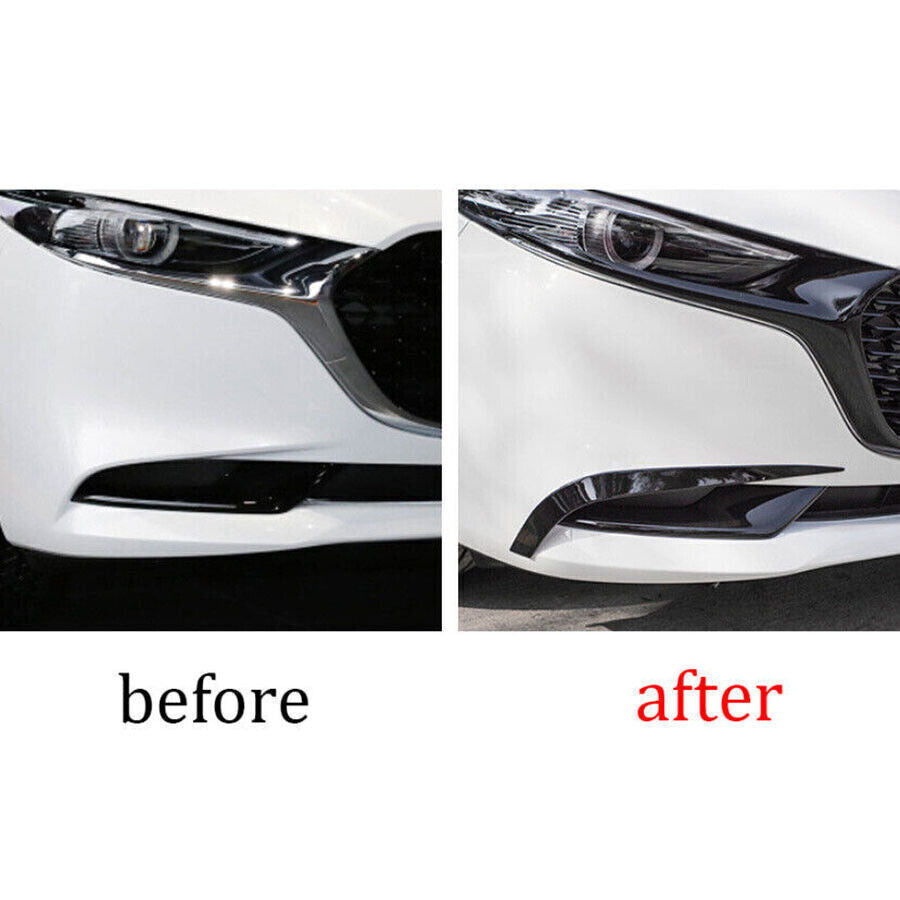 2P for Mazda 3 Axela 2019-23 Gloss Black Side Front Grille Grill Mesh Cover Trim