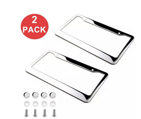 2-piece car license plate frame cover cap rear boot trunk chrome plating for Chevrolet