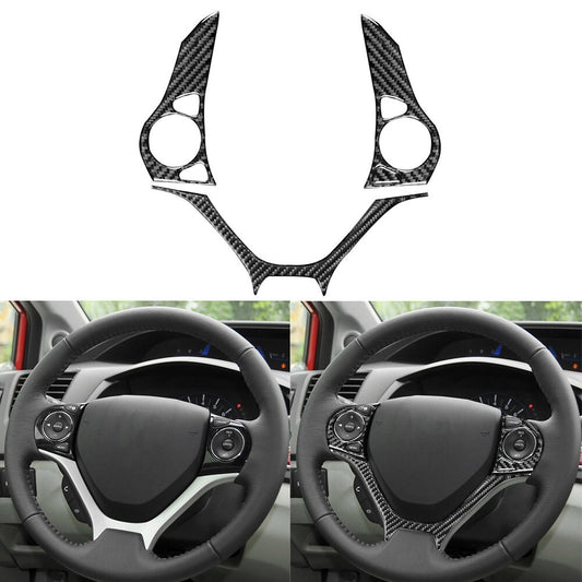 for Civic 9 Coupe/Sedan 12-15 Real Carbon Fiber Steering Wheel Set Trim