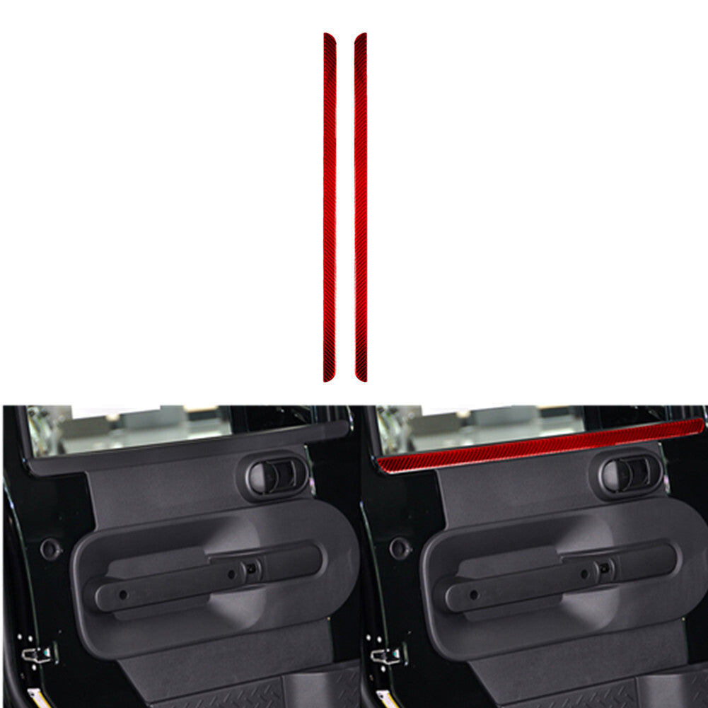 2X Red Carbon Fiber Front Door Panel Strip Cover Trim for Jeep for Wrangler 2007-10