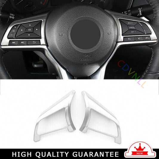 Steering Wheel Button Frame Trim 2X for Nissan Altima Teana 2019-22 Silver Steel