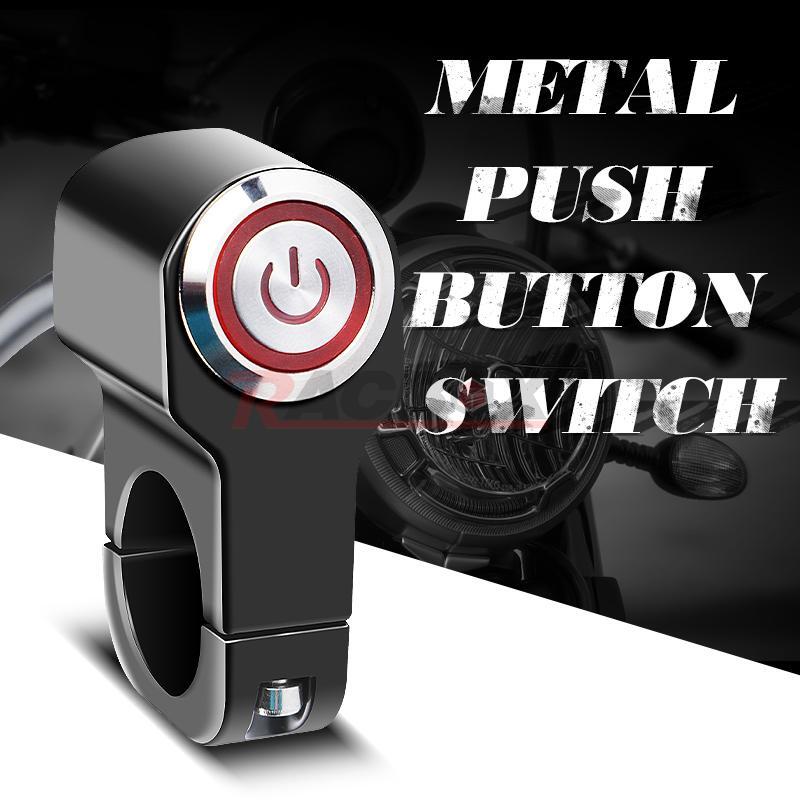 RED 7/8 Motorcycle Handlebar Control Switch Horn Push Button Lights Momentary