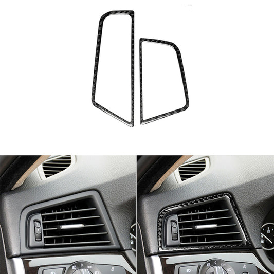 2Pcs Carbon Fiber Side Air Vent Outlet Cover Trim for BMW 5 Series F10 2011-2017