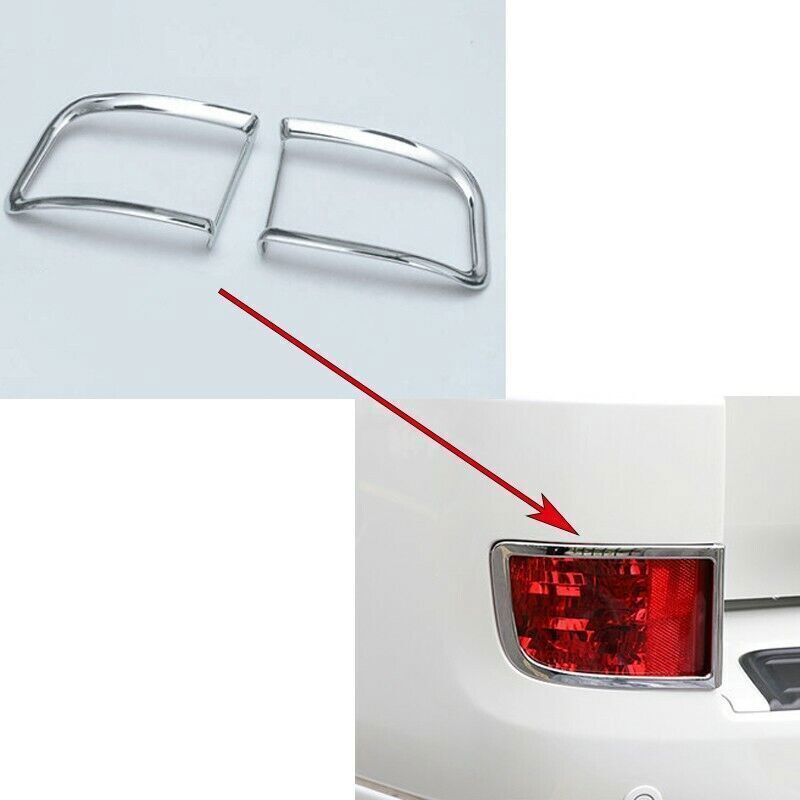 2X Chrome for Toyota LandCruiser Prado LC200 2016-21 Rear Bumper Fog Light Frame