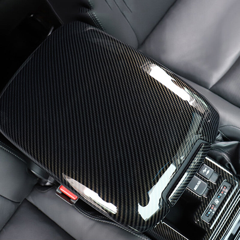 Carbon Fiber Inner Armrest Box Panel Cover Trim for Toyota Prado FJ150 2010-2021