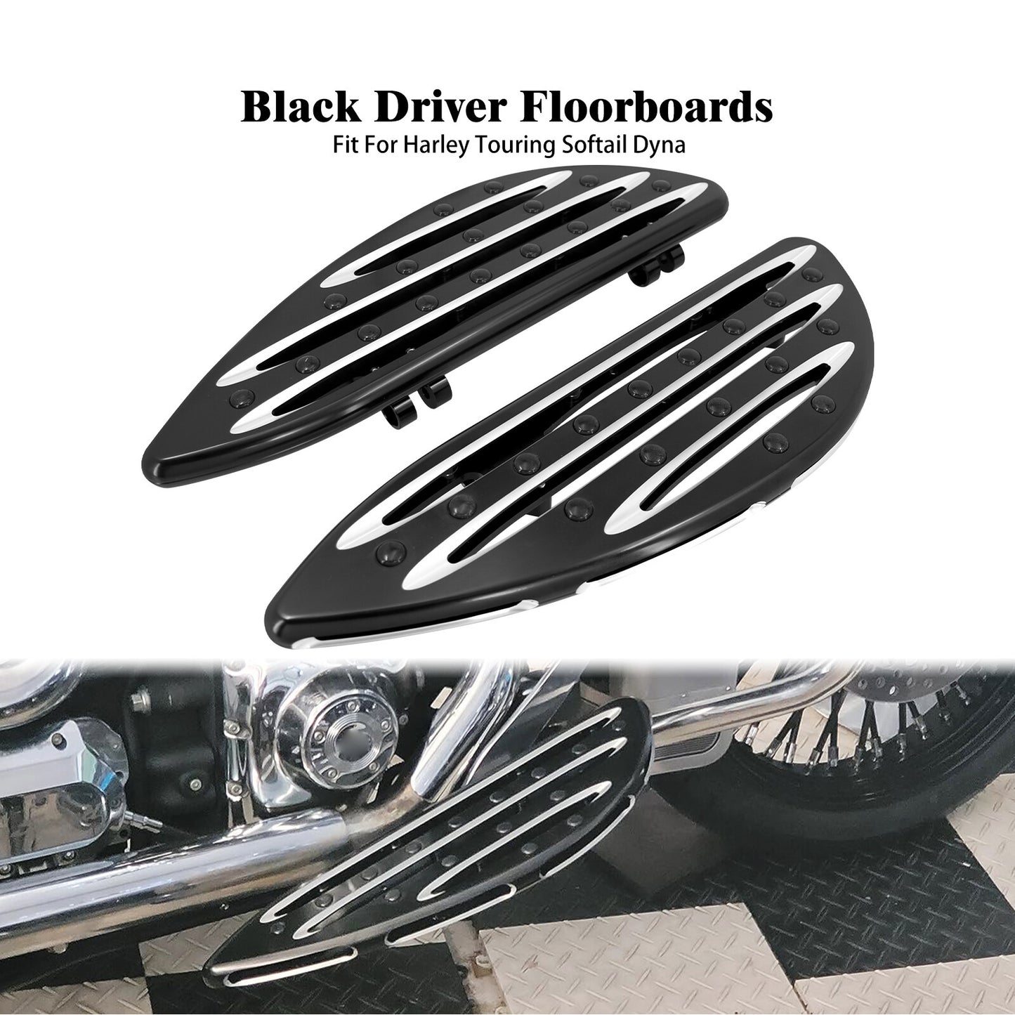 Driver Floorboards Fit for Harley Touring Softail Street Road Glide Fat Boy Dyna