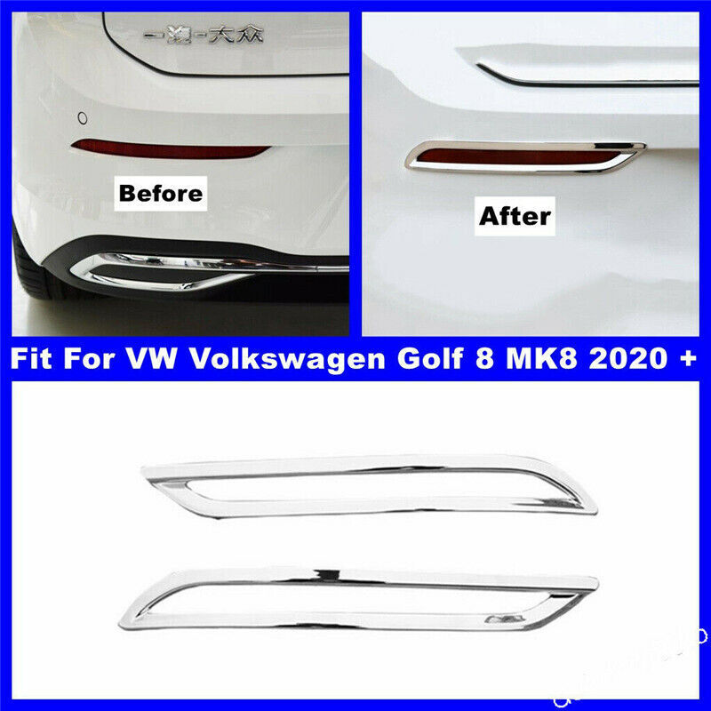 for VW for GOLF 8 MK8 2020 2021 Chrome 2X Rear Fog Light Lamp Cover Trim Accessaries