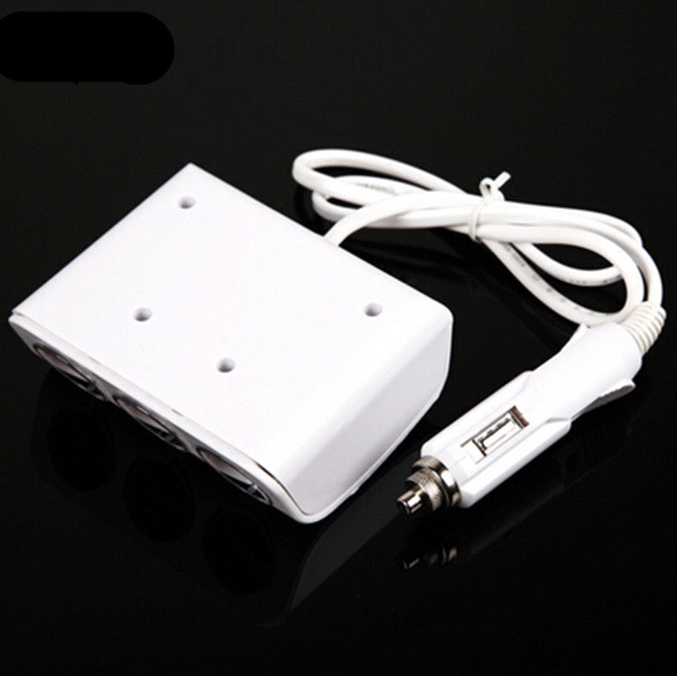 Car Dual USB Port White 3 Way Cigarette Lighter Socket Splitter Charger Adapter