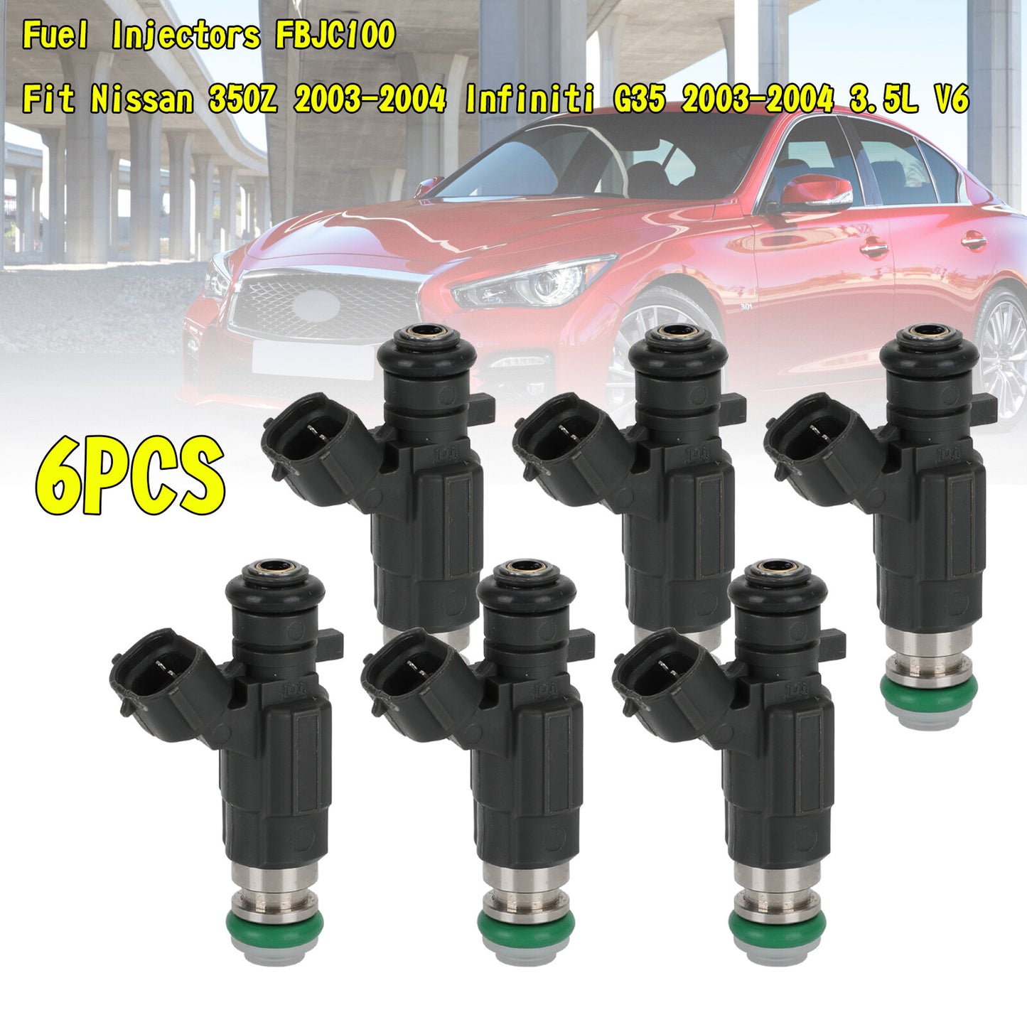 6-pack FBJC100 fuel injectors suitable for Nissan 350Z (03-04) and for Infiniti G35 (2003-2004).