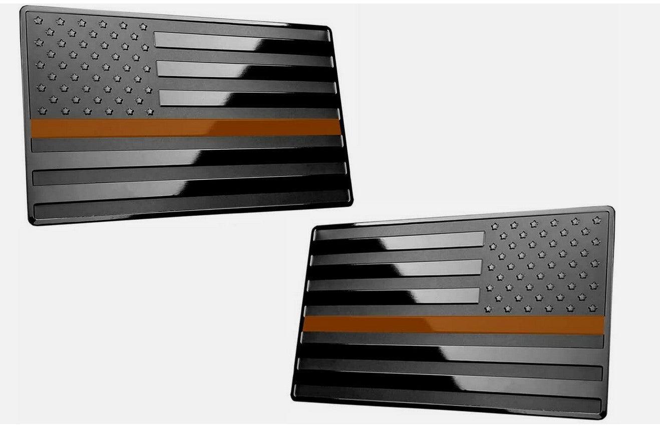 2. Car side fender rear trunk badge sticker, American flag, black and orange, suitable for Audi .