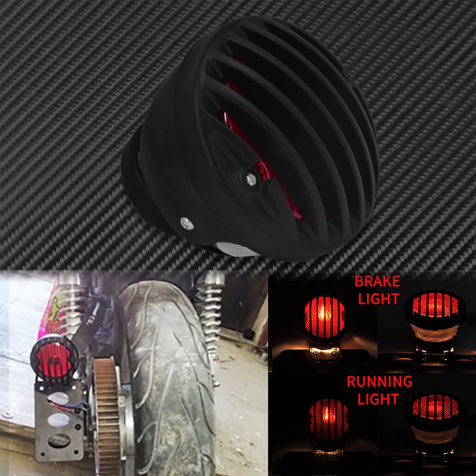 Motorcycle Side Mount Red LED Grill Brake Tail Light Fit For Sportster Bobber