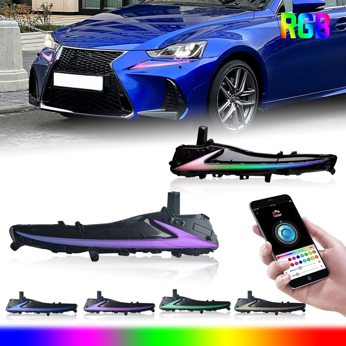 2-piece RGB LED daytime running lights for Lexus IS250/350/300 (2017-2020)