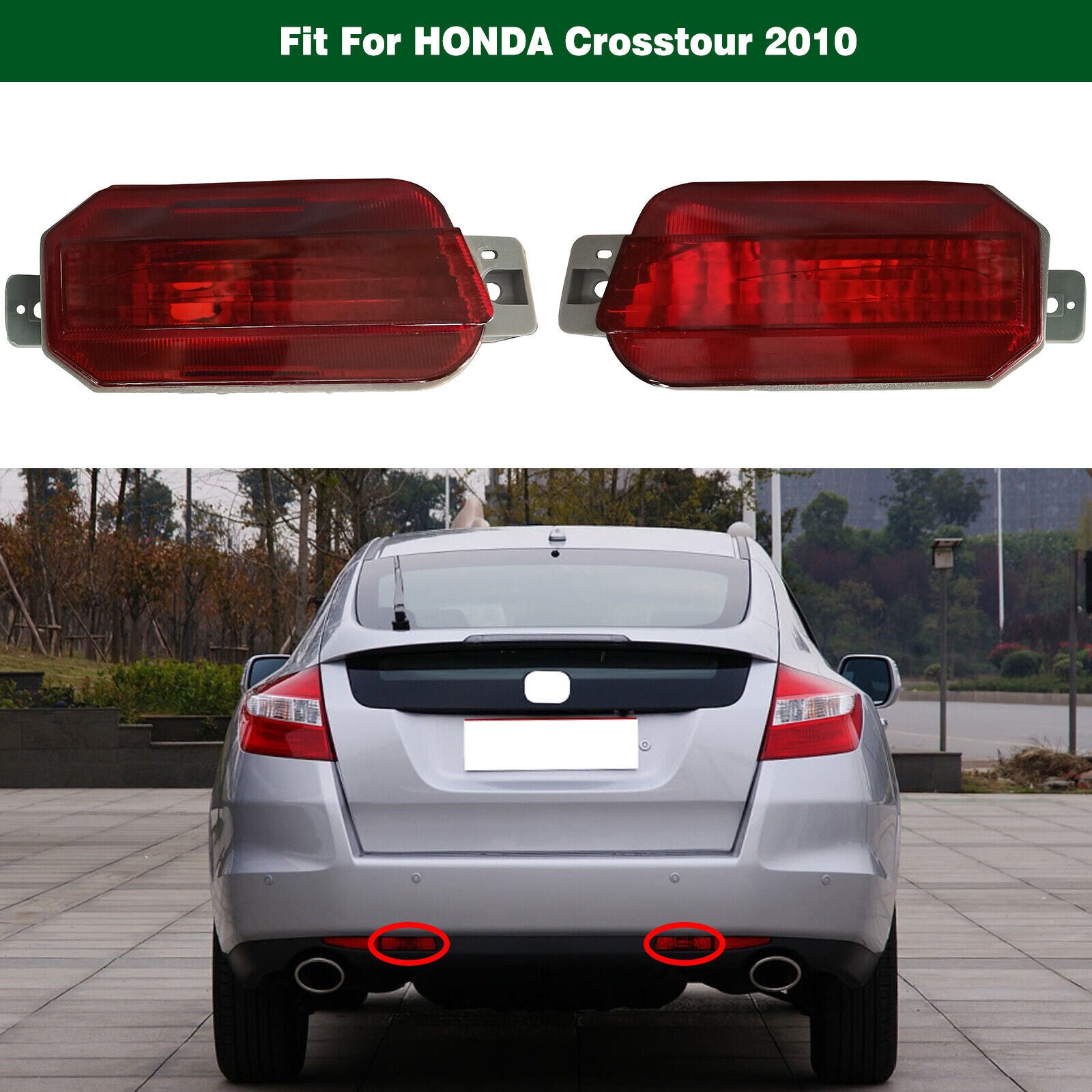 2-pcs Rear Bumper Fog Lights Tail Lamp Reflector Fit for Honda Crosstour 2010