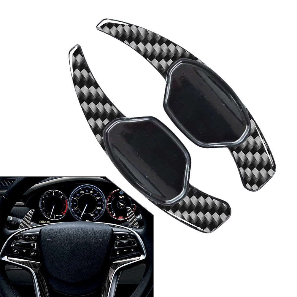 2xSteering Wheel Shift Paddle Extension for Cadillac XTS 13-19 CarbonFiber Black