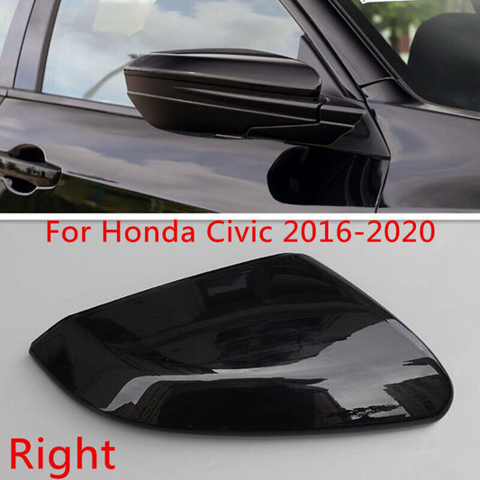 Black Right Rearview Door Mirror Cover Shell Cap Fit for Honda for Civic 2016-2020