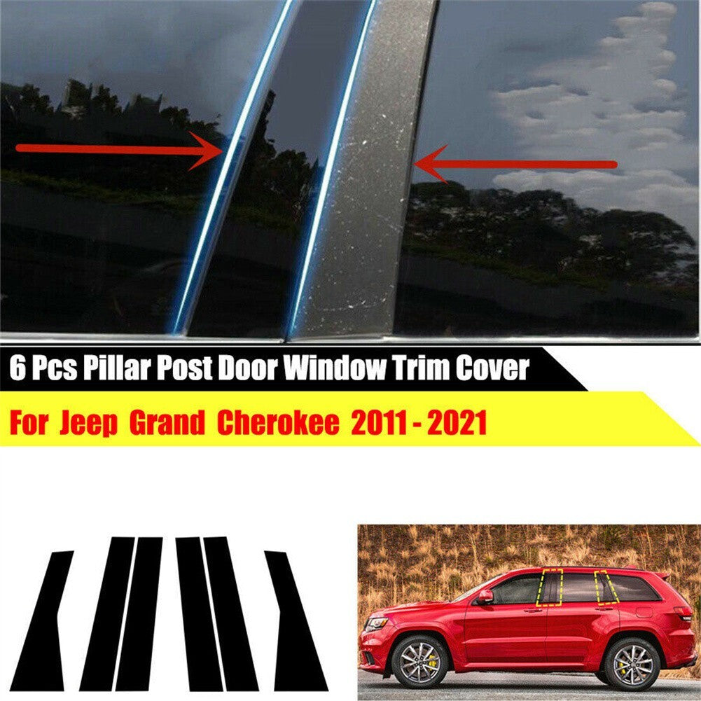 for Jeep Grand-Cherokee 2011-2021 6Pcs Door Pillar Post Side Cover Trim Stickers
