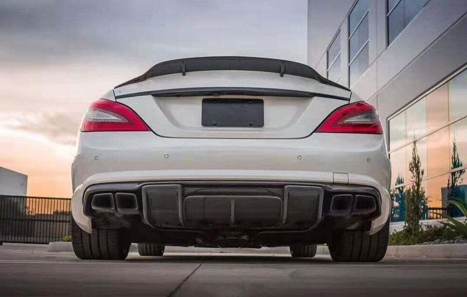 Rear Bumper Diffuser Spoiler Carbon Fiber for Benz W218 CLS550 CLS63 AMG 2012-18
