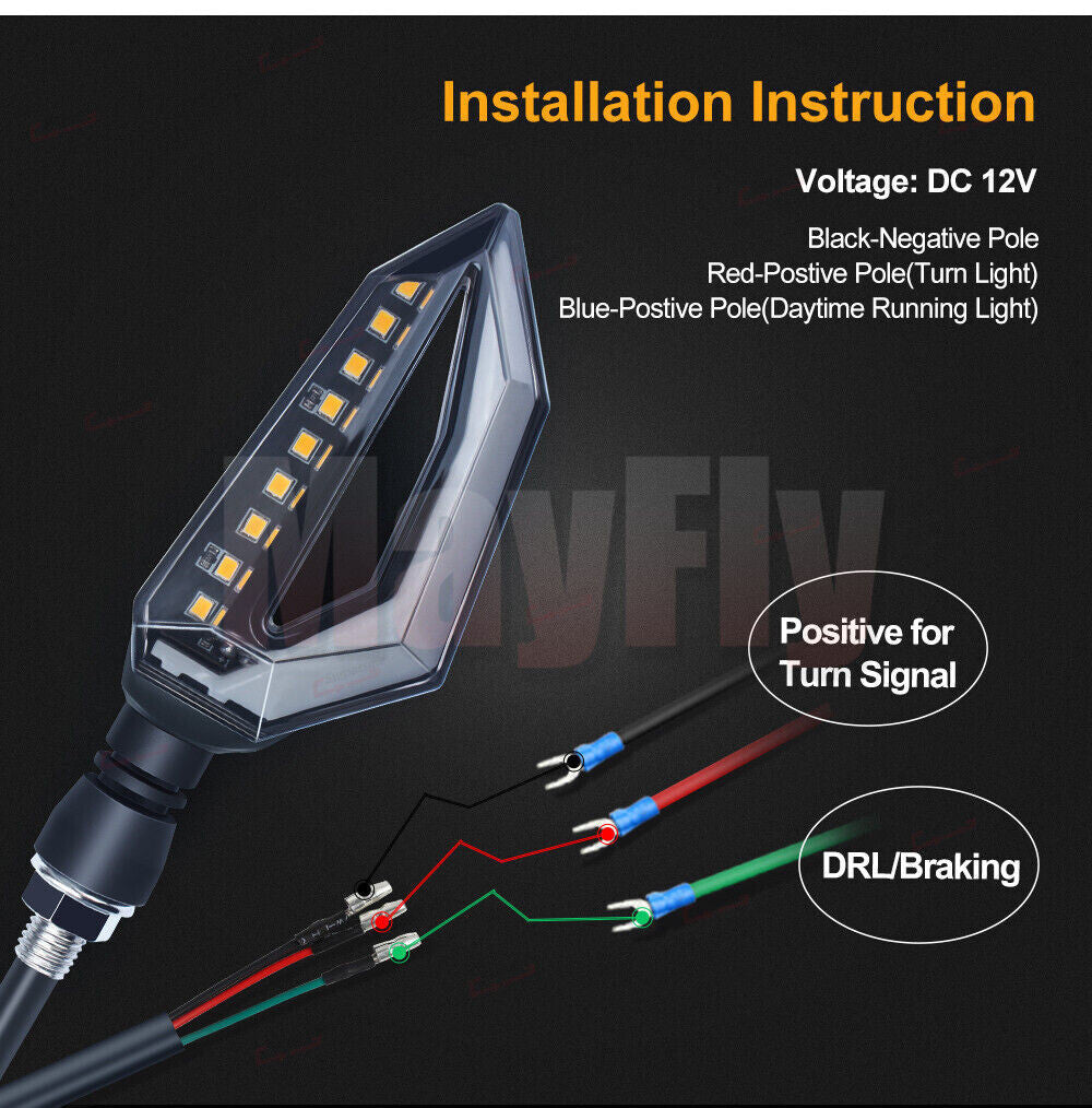 LED Turn Signal Lights Blinker fit For NINJA300/400 ZX6R ZX10R/RR KLE650 ER6N/F