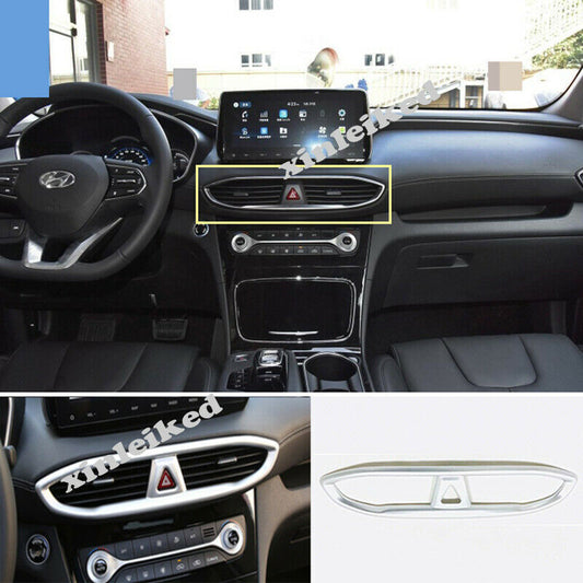 for Hyundai Santa Fe ix45 2019-2021 ABS Silver Middle Air Vent Outlet Cover Trim