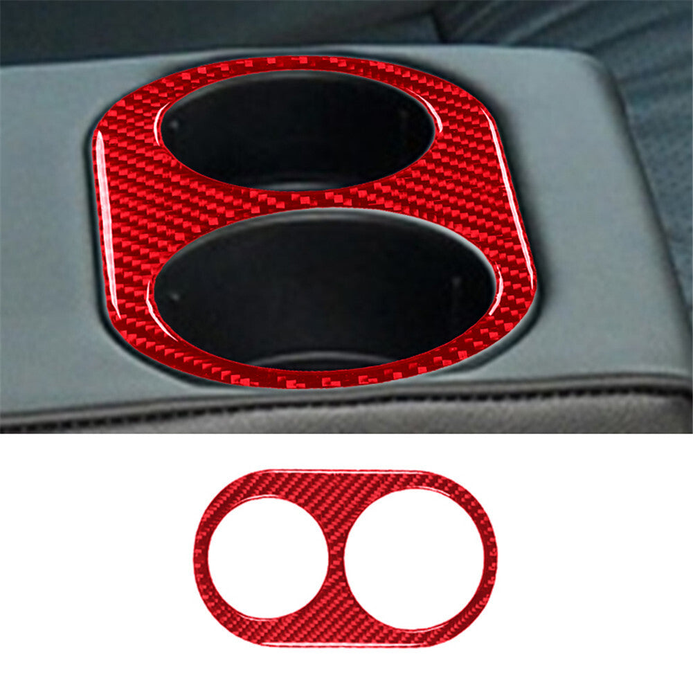 Red Rear Center Cup Holder Frame Trim Cover Carbon Fiber for Jaguar XF 2009-2011