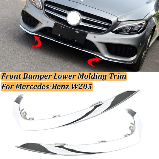 2-piece front bumper lower lip trim molding for 2015-2018 for Mercedes-Benz W205 L+R