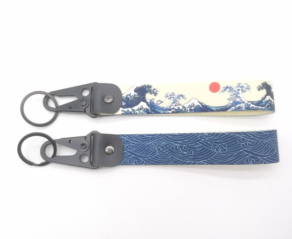 1. Car keychain/ring with lanyard, car accessory suitable for wavy blue for Toyota