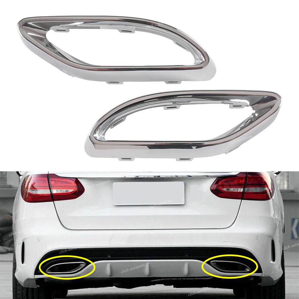 Fit for Benz W205 S205 C205 A205 Rear LHRH Rear Tips Tailpipe Cover Cap Trim