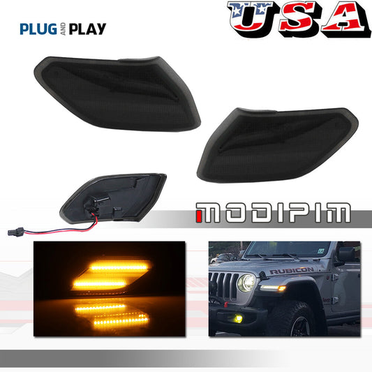 Smoked lens, amber color, full LED side marker light suitable for 2018 for Jeep for Wrangler JL