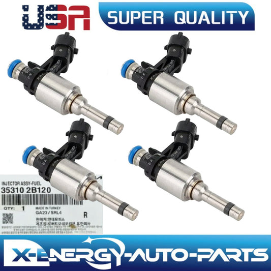 4XGenuine 353102B120 Engine Fuel Injectors for Hyundai for Veloster Sonata for Kia Forte