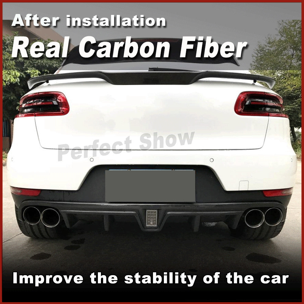 for Porsche Macan 2014-2020 REAL Carbon Rear Bumper Diffuser Lip Spoiler W/Light