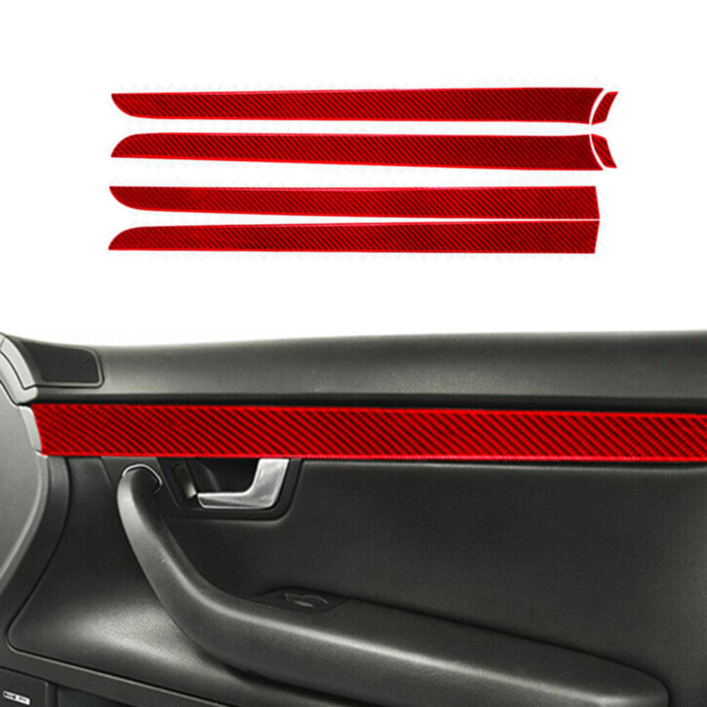 3Pcs Red Carbon Fiber Central CD Player Panel Trim Cover for Audi for A4 S4 2007-08
