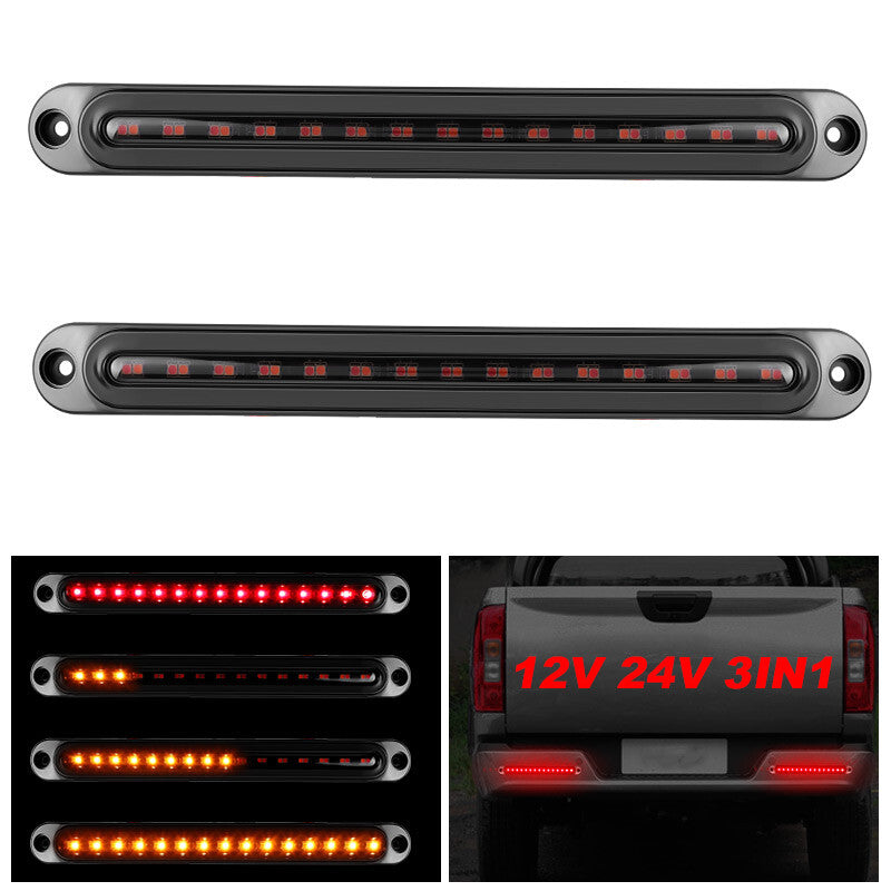 2X DRL LED Light Bar Brake Flowing Turn Signal Tail Strip Sequential Truck 10''