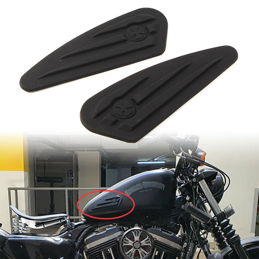 Rubber Fuel Gas Tank Knee Pads Decals Stickers for Harley Softail Dyna Sportster