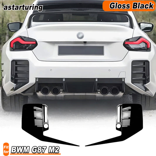 For BWM M2 G87 2022-2024 Gloss Black Rear Bumper Side Vent C Blade Trim Canards