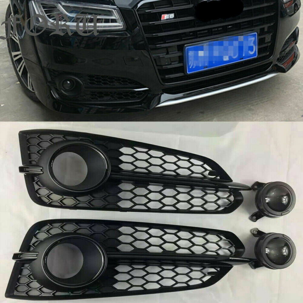 for Audi for A8 2015-2017 Fog Light Grill Removal A8L D5 Bottom Mesh Grille Trim 4pc