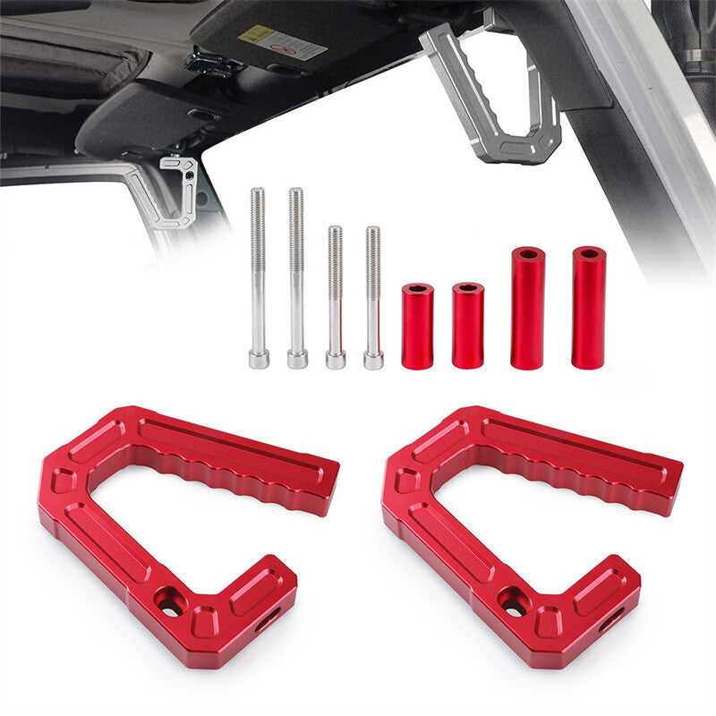 Red Front  Rear Grab Handles Kit Aluminum Grab Bar for 07-18 JK for Jeep for Wrangler