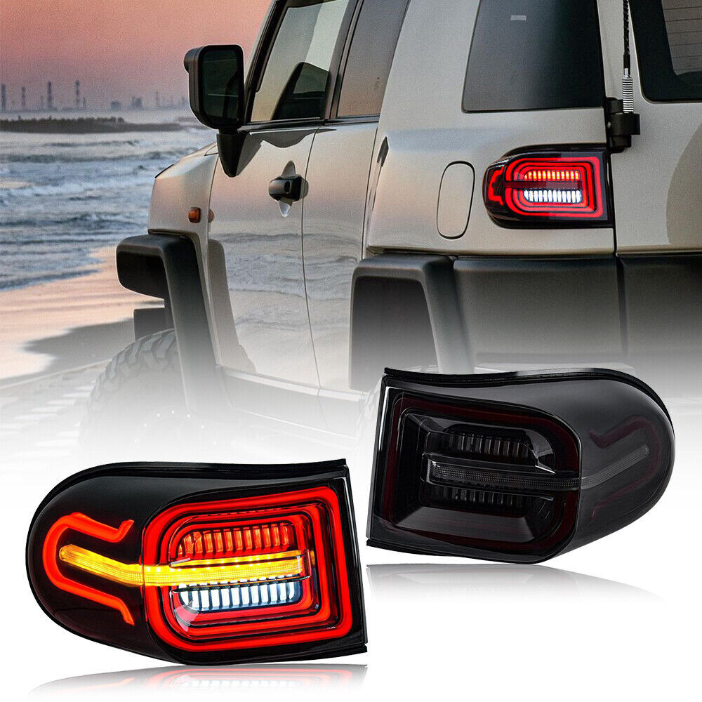 Tail Lights w/ LED Assembly Smoke for Toyota FJ Cruiser 2006-2020 Rear Lamp Pair