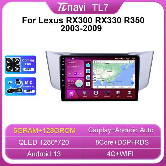 for Lexus RX300 RX330 RX350 RX400H Android Stereo Car Radio CarPlay GPS Player