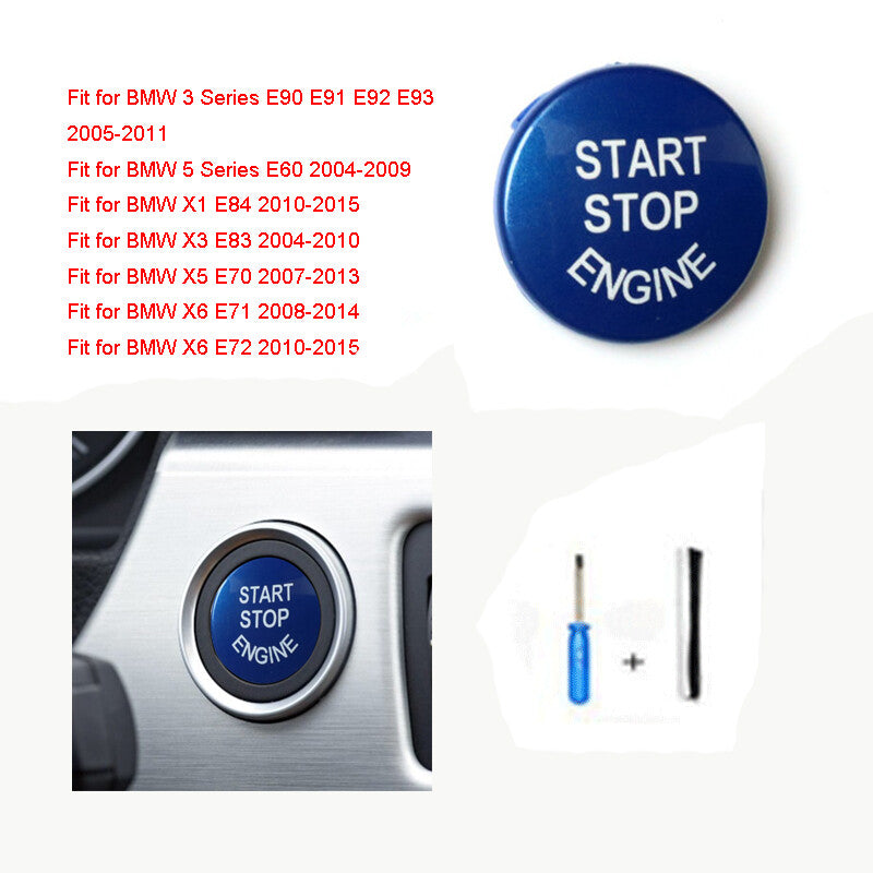 Blue engine switch button trim for BMW 3 X1-X6 electric chassis model