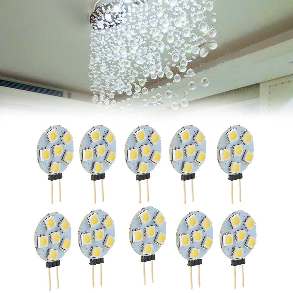 10Pcs White Light DC12V G4 Super Bright Flat Light 5050 SMD 6 LED Bulb Lamp
