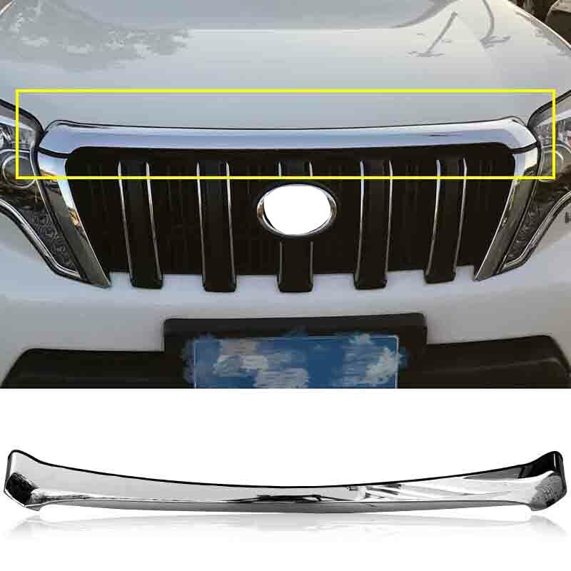 for Toyota Prado FJ150 2014-2017 Chrome ABS Front Hood Grille Strip Cover Trim